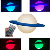 Luminária Pendente Planeta Saturno 7 Cores Rgb C Remoto