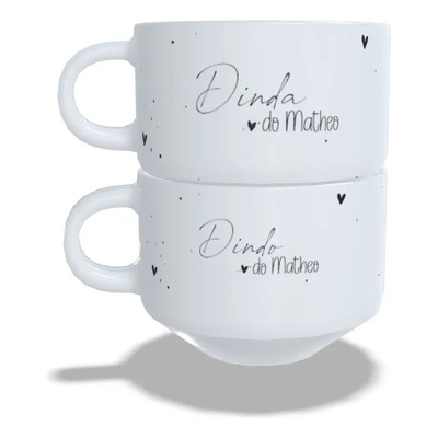 Conjunto Xícaras Dindo E Dinda Batismo Personalizada C Nome | Frete grátis