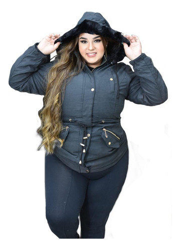 Jaqueta Parka Forrada Feminina Pelo Plus Size G1 G2 G3 G4 G5