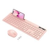 Vivefox Teclado Inalámbrico Rosa Con Soporte Teléfono Usb A