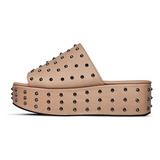 Sandália Tamanco Flat Plataforma Feminina Spikes