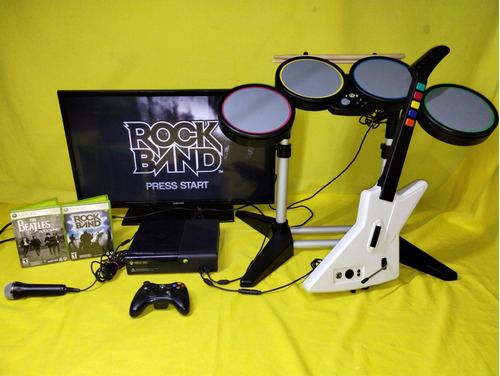 Consola Xbox 360 Con Rockband Guitarra , 1 Control Y 1 Juego