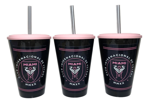 40 Vaso Souvenir Plástico Temática Sticker Miami Inter Messi