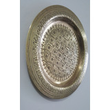 Antiguo Plato Pared Mesa Bronce Labrado Tallado Flor Sello V