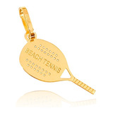 Pingente Raquete Beach Tennis 18mm Ouro 18k 750