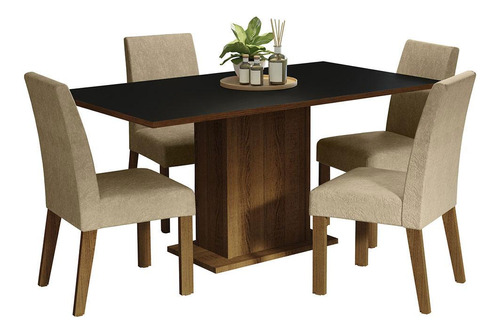 Juego Comedor Mesa Tablero Madera 4 Sillas Keila Madesa M/n