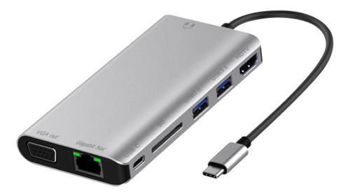 Hub Usb C Multipuerto 8 En 1 Red Hdmi Usb Vga Audio Red Sd