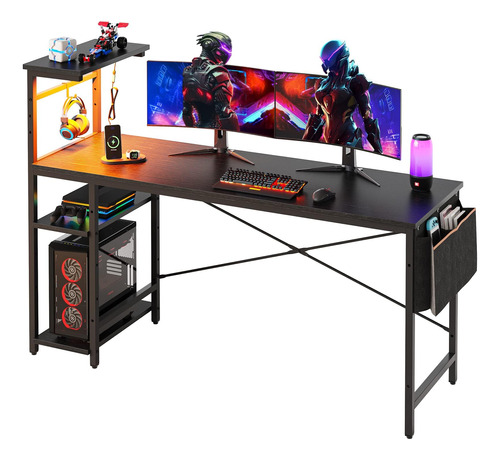 Bestier Escritorio Para Juegos Con Estantes, Mesa Grande De