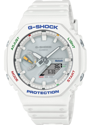 Relógio Casio G-shock Carbon Core Guard Ga-b2100fc-7adr Correia Branco Bisel Branco Fundo Branco