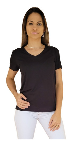 Blusinhas Feminina Básica Camiseta Slim Babylook Gola V Top