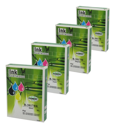 4 Tintas Lc3017 Xl Bk Cy Mg Yell Para Brother Alternativa 