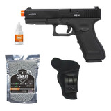 Pistola Airsoft Glock R17 Gbb Slide Metal+ Coldre+ Bbs+ Óleo