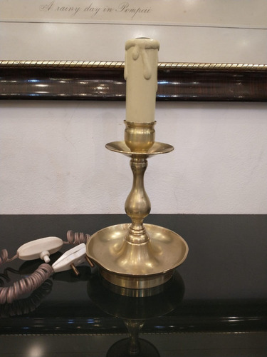 Antigua Lámpara Velador De Bronce Macizo