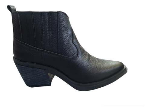 Botas Texana Corta Elastizada Cuero Vacuno Botineta Mujer