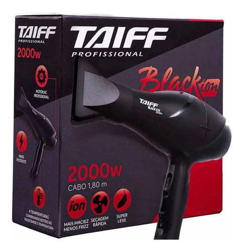 Secador Profissional Taiff Black Ion 2000w Motor Ac Em 220v