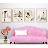 Cuadros Decorativos Chicas Fashion Viajes  30x40cm 4pz