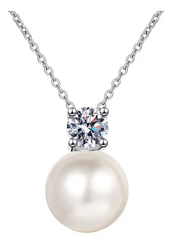 Natural Pearl 0.3 Carat Real Moissanite Pendant Necklace