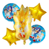 5 Globos Metalicos Super Sonic Cumpleaños Decoracion Gamer