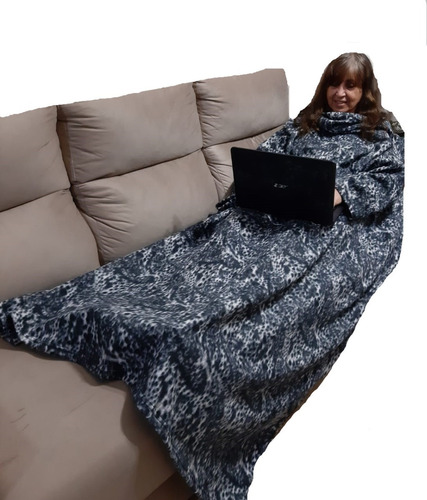 Cobertor De Tv Com Mangas - Onça - 1,50x1,90m -