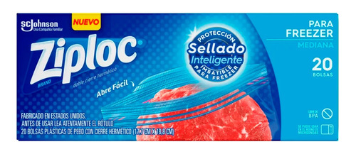 Ziploc Bolsas Cierre Hermético Para Freezer Medianas X20 3c