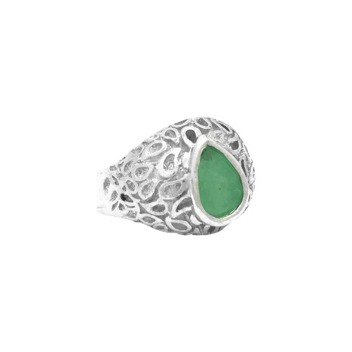 Anillo Para Hombre Con Esmeralda Y Plata 9.50