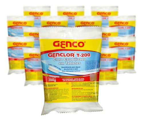 Kit 15 Pastilha Tabletes Cloro Estabilizado Genclor T-200