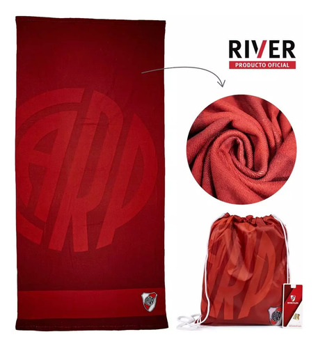 Toallon + Mochila Futbol Original River 70x150 Cm Playero