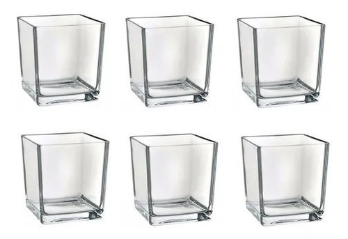 Kit 6 Mini Vasos De Vidro Castiçal Porta Vela De Mesa
