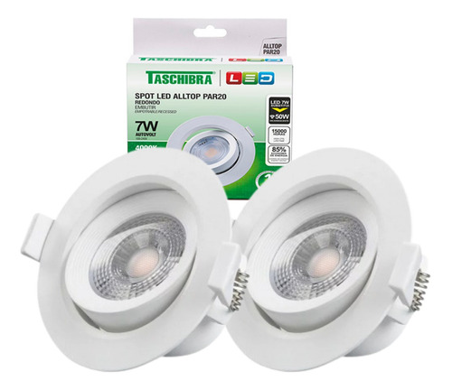 Kit 2 Spot Led Embutir Redondo 7w Móvel Alltop Par 20 Taschi