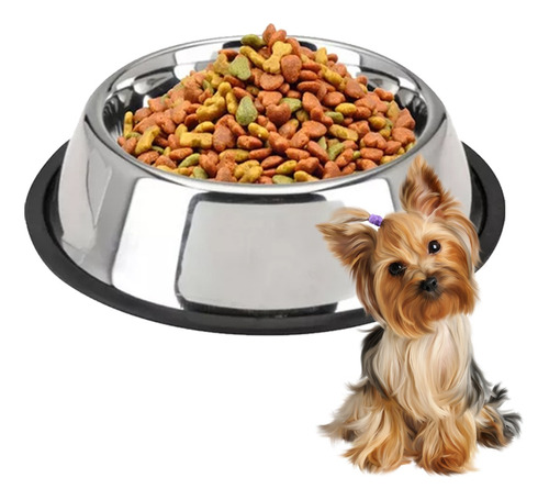 Comedero Para Perros Alimento Acero Inoxidable Plato Medium