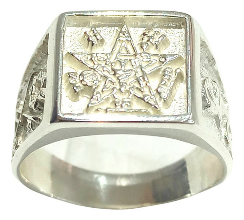 Anillo Amuleto Protector Tetragramaton De Plata Cuadrado 