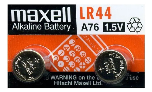 Pila Lr44 Maxell Bateria Alcalina A76 1.5v X 2 Unidades