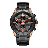 Reloj Para Hombre Curren Krec582001 Negro Color Del Fondo Negro Color De La Correa Negro Color Del Bisel Negro