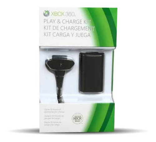 Kit Carga Y Juega Compatible Con  Xbox 360 Negro