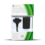 Kit Carga Y Juega Compatible Con  Xbox 360 Negro