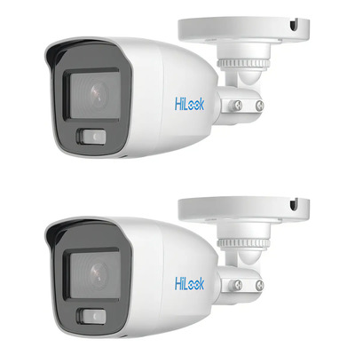 Kit 2 Hilook Cámara De Seguridad Con Microfono Integrado Bala Turbohd 2 Mp Con Imagen A Color 24\u002F7 Colorvu Lite Protección Ip66 Para Uso Exterior + 20 Mts De Luz Blanca | Envío gratis
