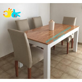 Juego De Comedor + 4 Sillas En Chenille O Eco Cuero 