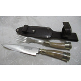 Set Cubiertos P/ Asado Tenedor Cuchillo Dagger Asta C/ Vaina