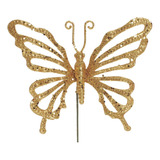 Pick Decorativo Natalino De Borboleta Ouro Com 1 Un 1515529