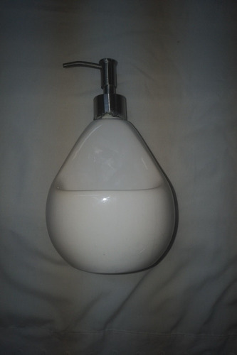 Dispenser Jabon Liquido C/port. Esponja Cramica Blanco P/bañ