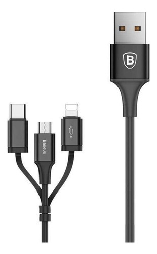 Baseus Ca3in1-zy01 Cable 3 En 1 Para iPhone, Usb-c Y Micro  