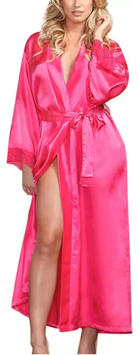 Bata De Baño Larga Tipo Kimono De Seda Para Mujer, Lencería