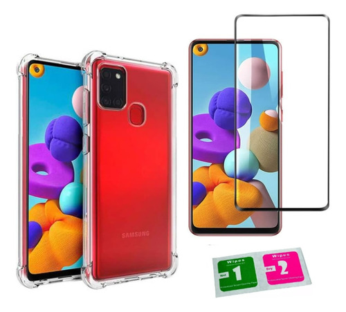 Capa Capinha + Película 3d Para Samsung A21s +kit Limpa Tela