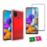 Capa Capinha + Película 3d Para Samsung A21s +kit Limpa Tela