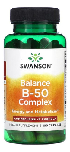 Balance B-50 Swanson 100 Caps Complejo B Metabolismo Energia Sabor Neutro