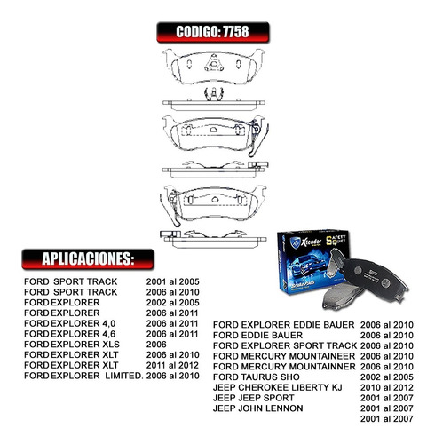 Pastilla De Freno Trasera Ford Mercury Montainner 01 02 7758 Foto 2