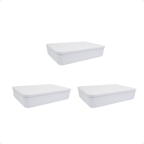 Set X3 Canastos Organizadores Apilables Tapa 36x26x8 Moderna