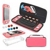 Funda De Transporte Para Nintendo Switch Lite 4 En 1 Coral