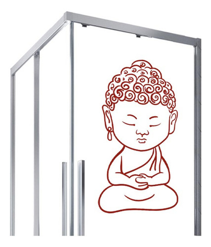 Adesivo Para Vidro Box  Vermelho Buda Meditando