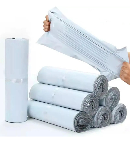 Paquete De 100 Bolsas Para Ecomerce Plastico Alta Resistencia Seguras Con Pegamento Color Blanco Perfectas Para Paqueteria Tamaño Mediano 45x30